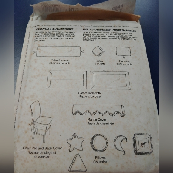 McCall's Sewing Pattern 8944 Table Runner Tablecloth Placemats Pillows Chair Pad - Picture 2 of 2